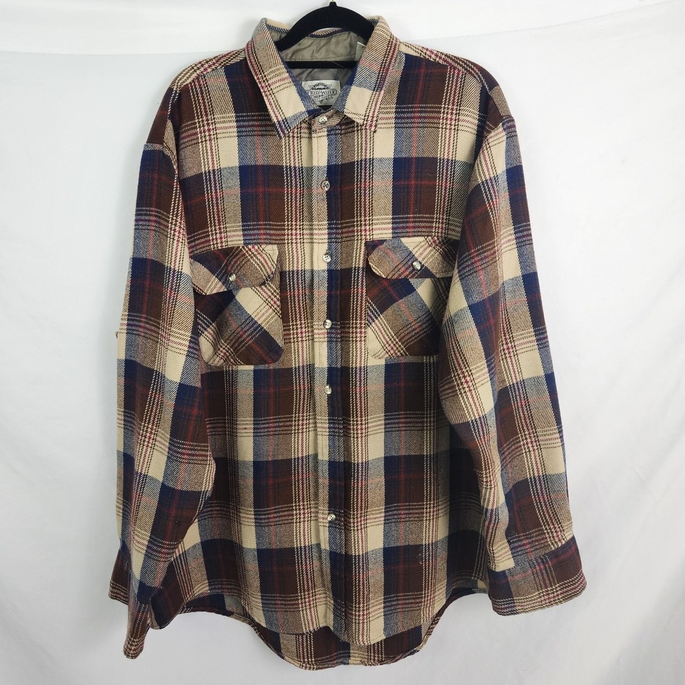 Vintage Fieldmaster Shacket Shirt XL Plaid Red Beige Thrashed Cabincore Fall